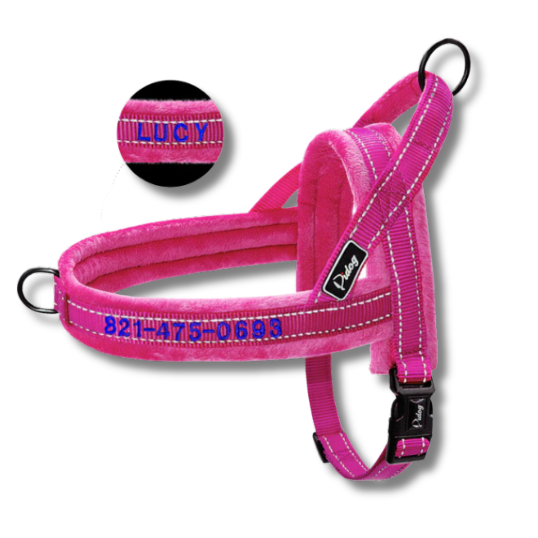 Rose Personalised Flanel Padded No-Pull Harness