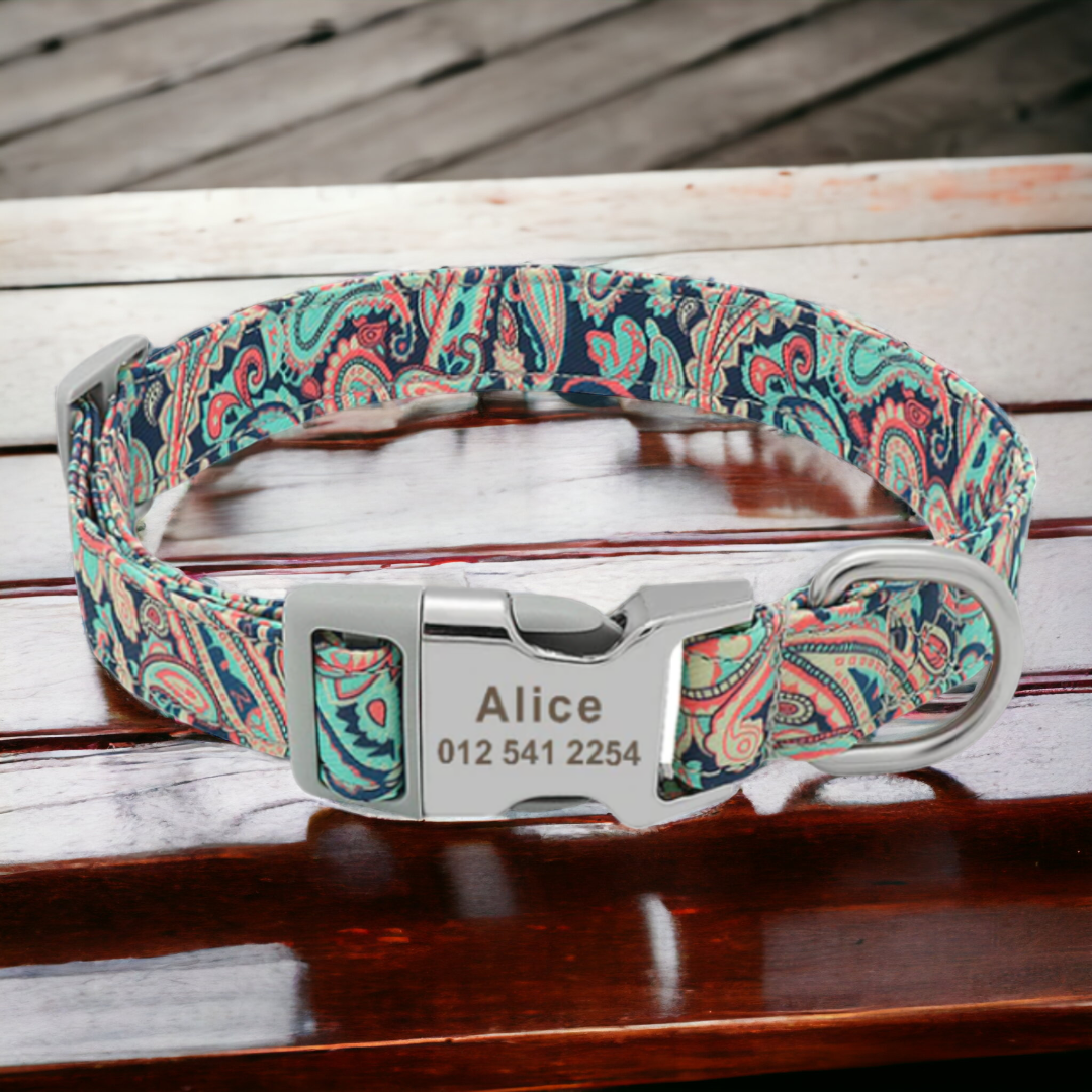 Floral Fun personalised dog collar