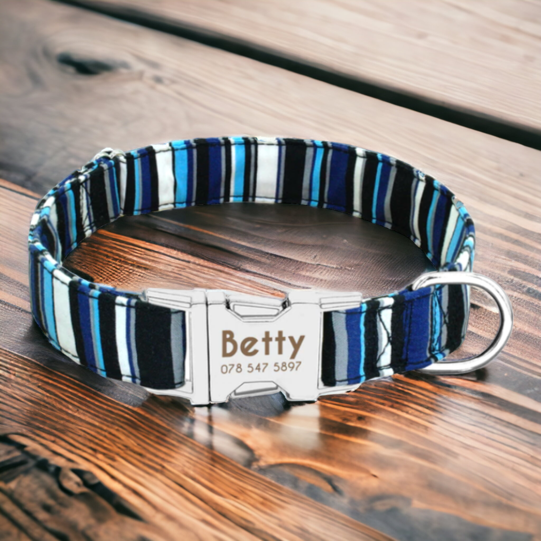 Stripe Magic personalised dog collar