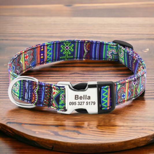 Technicolor Dream personalised dog collar