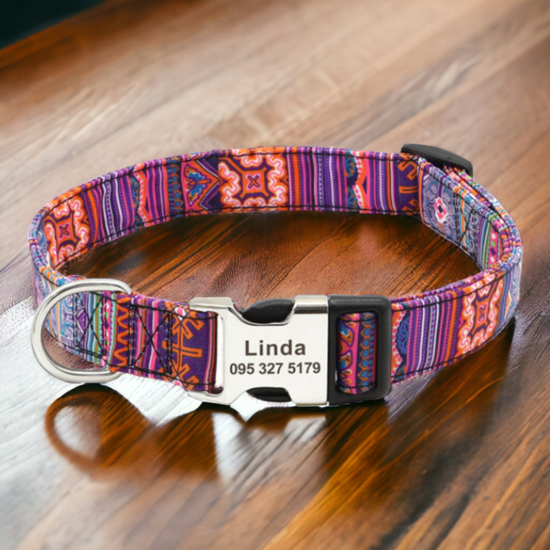 Neon Nights personalised dog collar