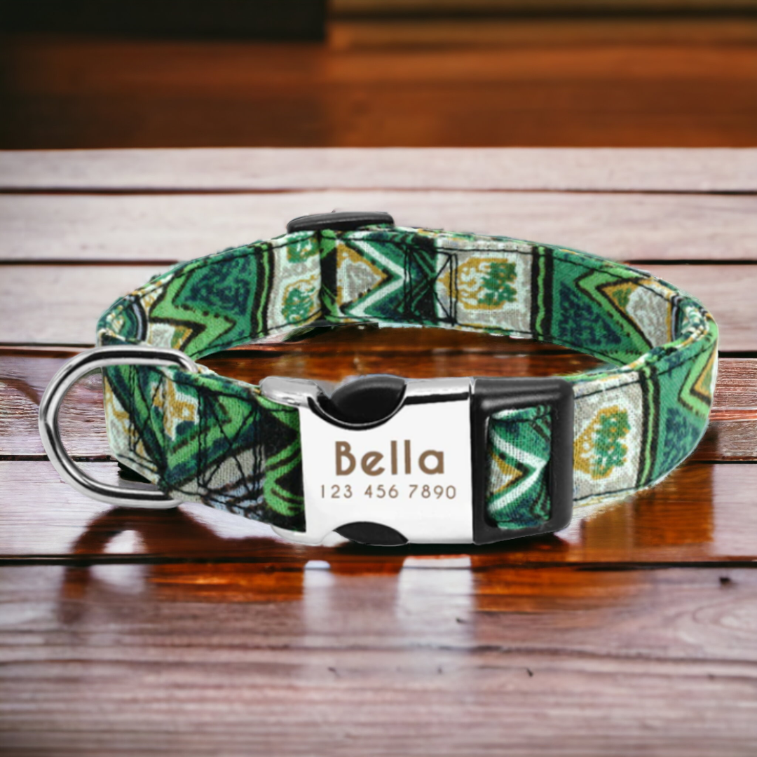 Emerald Green personalised dog collar