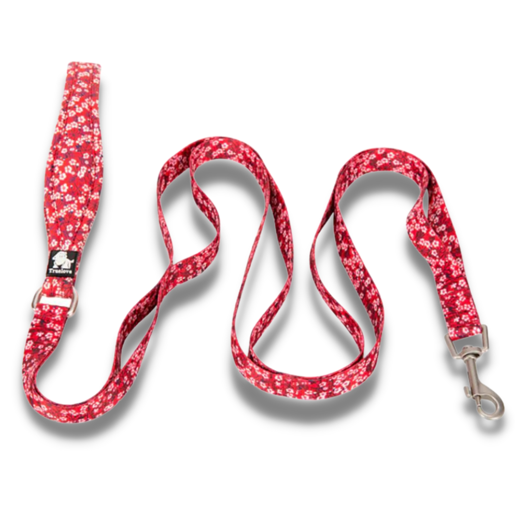 TruelovePoppy Red Multi-Handle Floral Leash