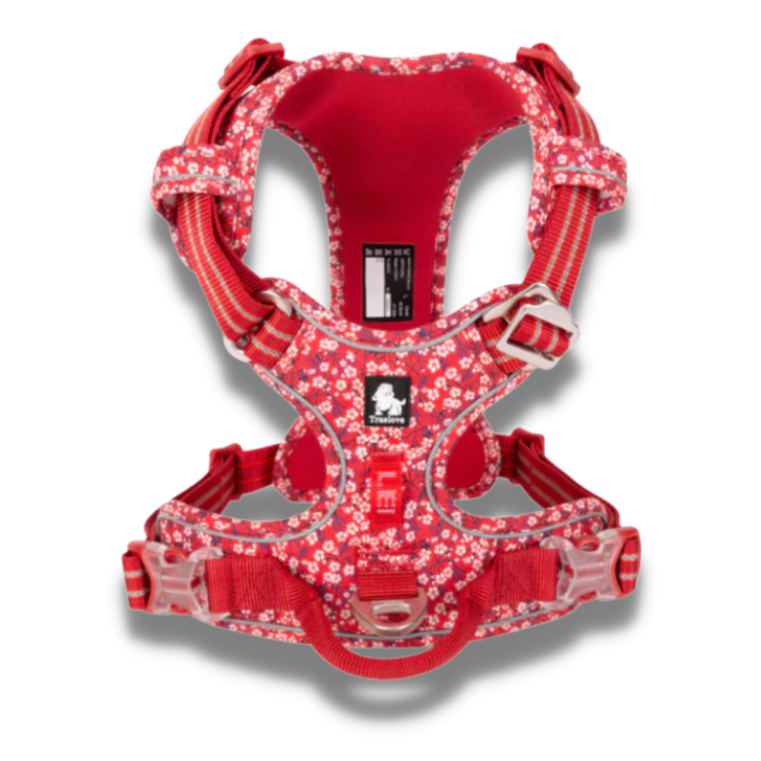 Truelove Poppy Red Floral Dog Harness