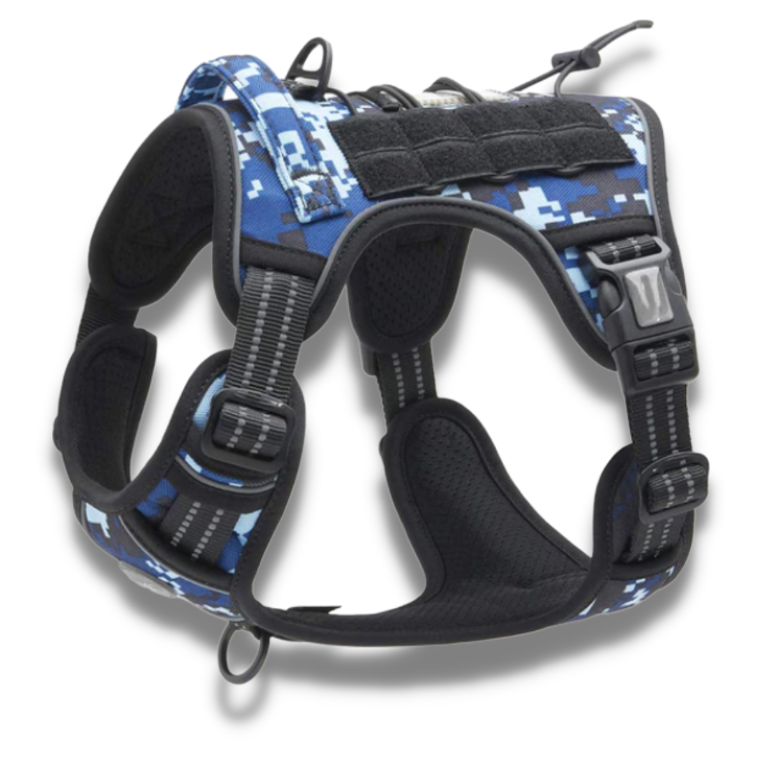 camo blue dog harness