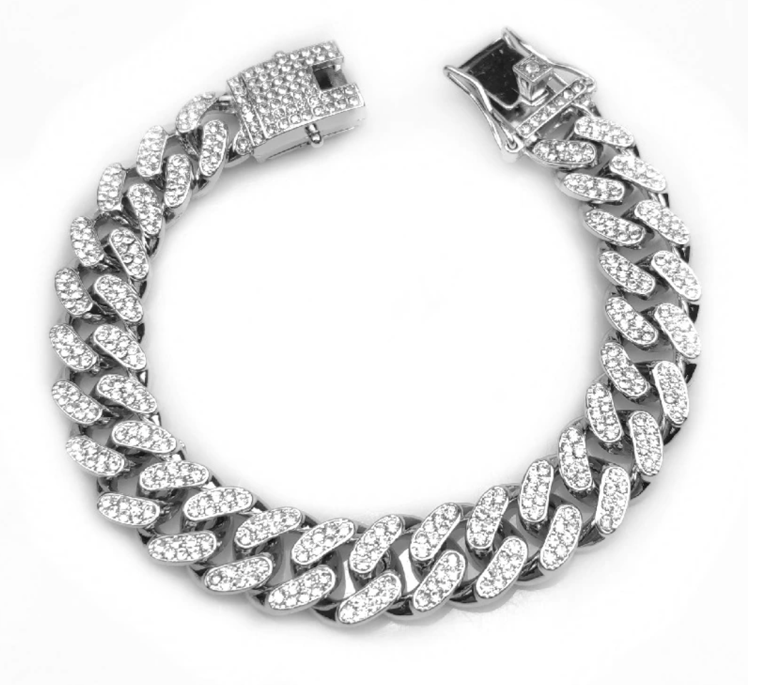 Silver Rhinestone Bling Bling Collar