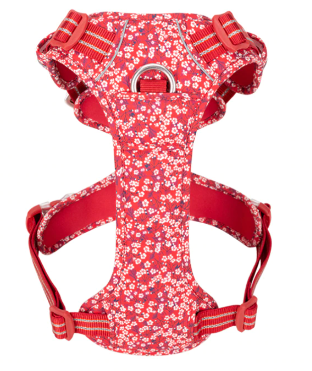 Under Side of the Truelove Poppy Red Floral Dog Harness