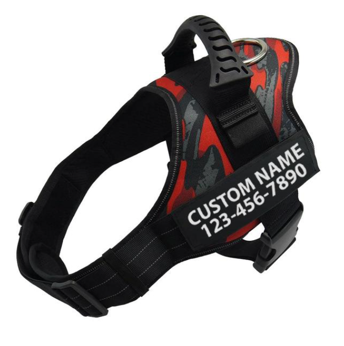 Red Camo Personalised Adjustable Dog Harness