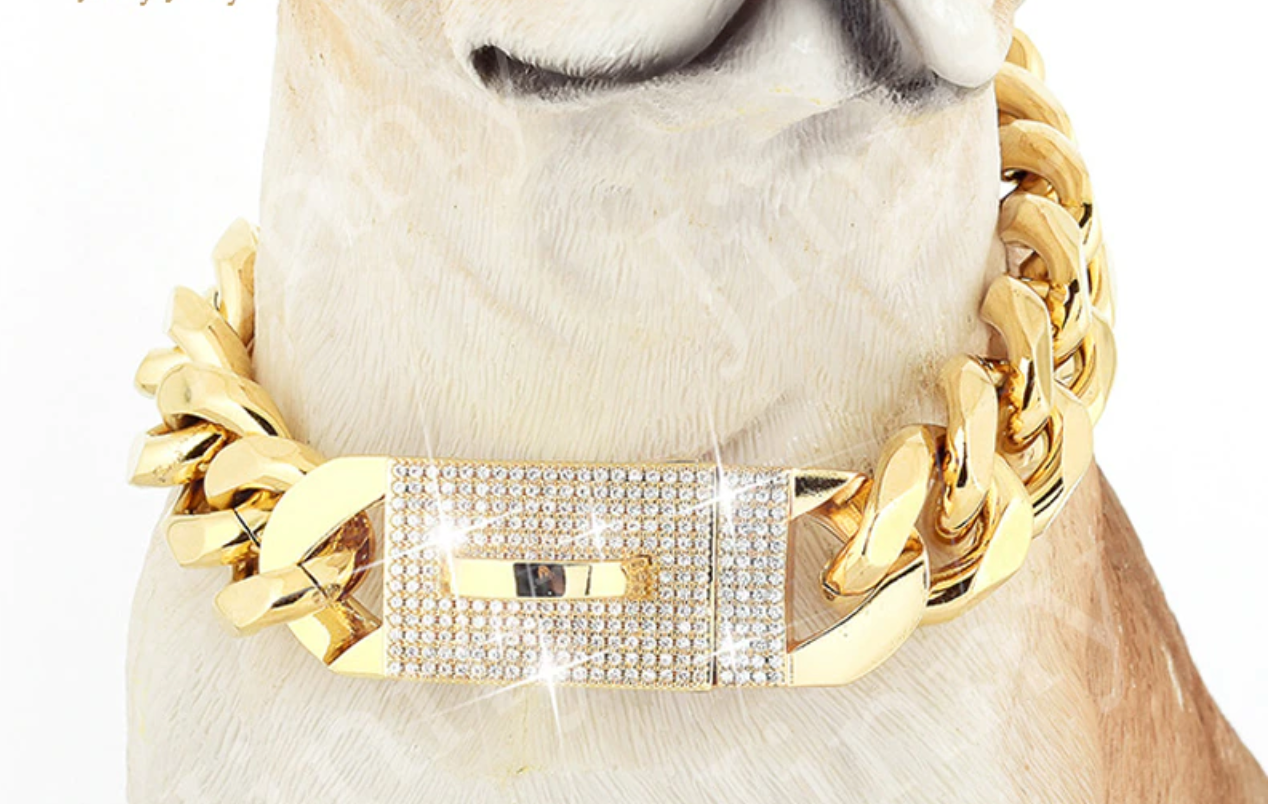 cuban link gold dog chain  cuban link gold dog collar  cuban link gold dog chain collar